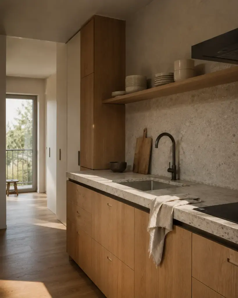 Natural and durable materials in a contemporary kitchen